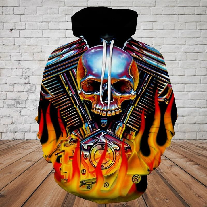 Skull _Mechanical Skull A2796 3D Pullover Printed Over Unisex Hoodie