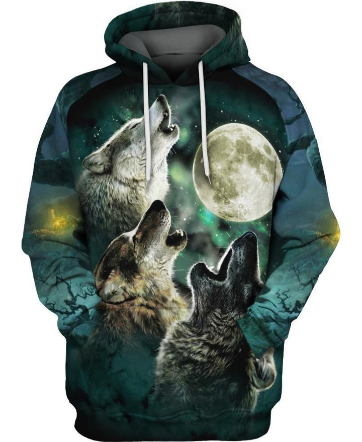 Wolf Native Echo Art#32 3D Pullover Printed Over Unisex Hoodie