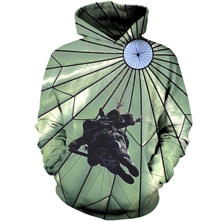 Big Parachute Of Paratrooper Art#1534 3D Pullover Printed Over Unisex Hoodie