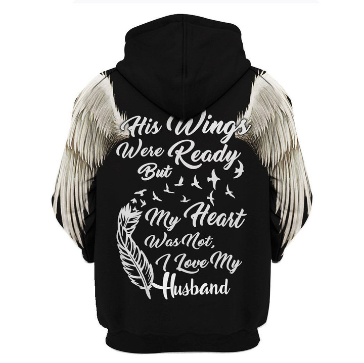 His Wings Were Ready - Husband Art#2148 3D Pullover Printed Over Unisex Hoodie