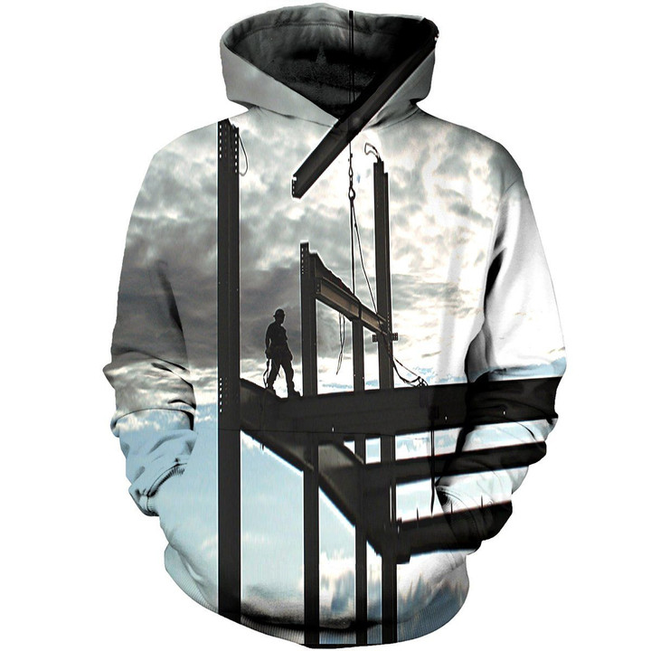 Ironworker And Sunset Art#1494 3D Pullover Printed Over Unisex Hoodie