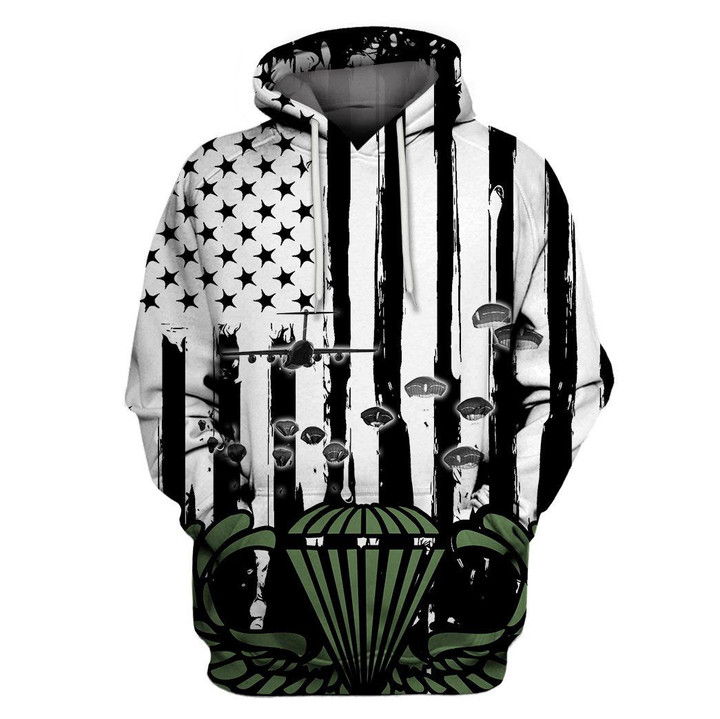 Paratrooper Flag Art#1556 3D Pullover Printed Over Unisex Hoodie
