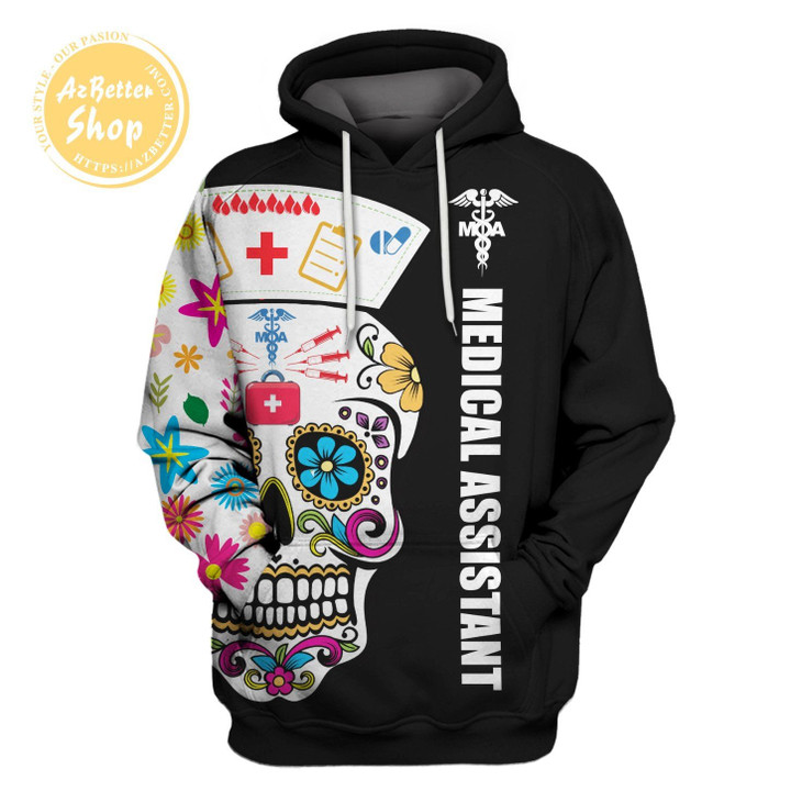 Medical Assistant Skull Tools New Art#1232 3D Pullover Printed Over Unisex Hoodie