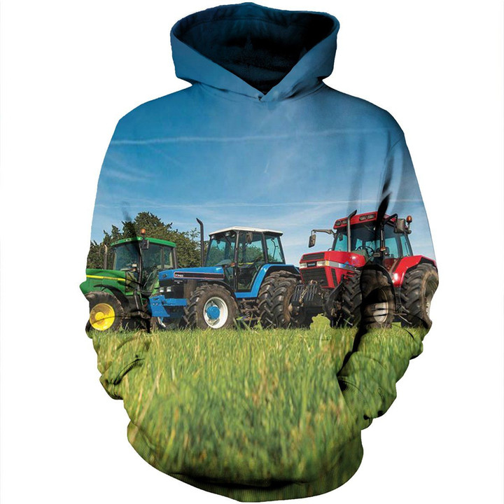 Farmer Green Pastures Art#1984 3D Pullover Printed Over Unisex Hoodie