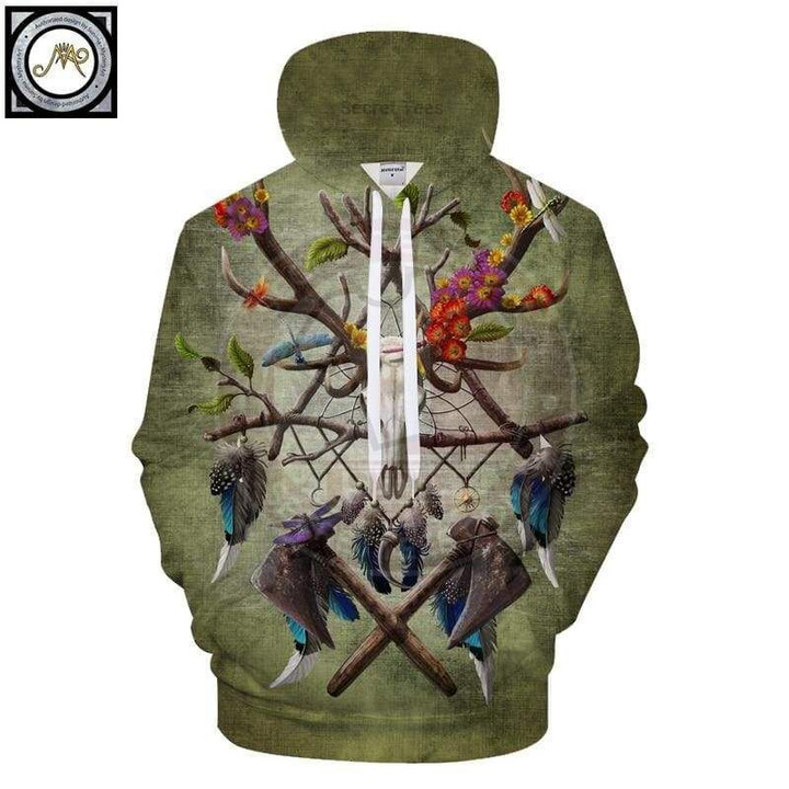 Native American Green By Sunimaart A2656 3D Pullover Printed Over Unisex Hoodie