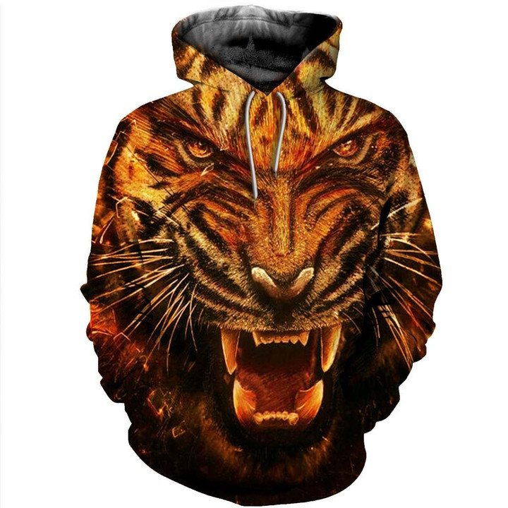 Tiger 51201918 B1484 3D Pullover Printed Over Unisex Hoodie