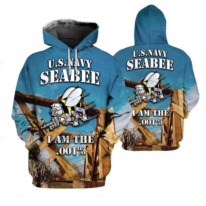 Us Navy Seabee A45 3D Pullover Printed Over Unisex Hoodie