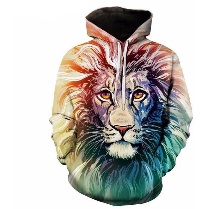 Ancient Lion Streetwear A599 3D Pullover Printed Over Unisex Hoodie
