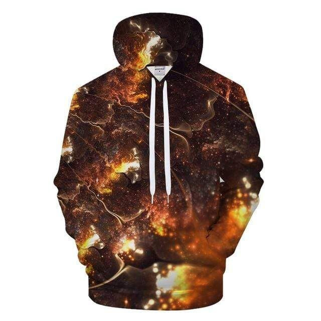 Brown Fire Galaxy Space Beautiful Universe B996 3D Pullover Printed Over Unisex Hoodie