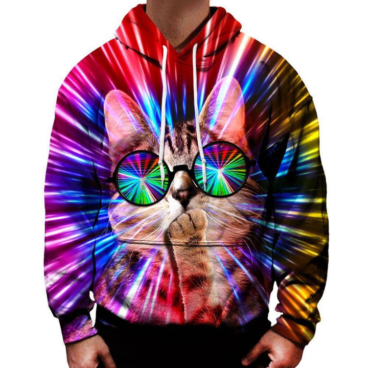 Rave Cat A1839 3D Pullover Printed Over Unisex Hoodie
