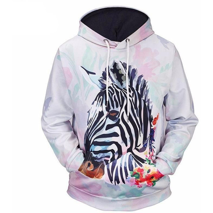Zebra Pattern A592 3D Pullover Printed Over Unisex Hoodie