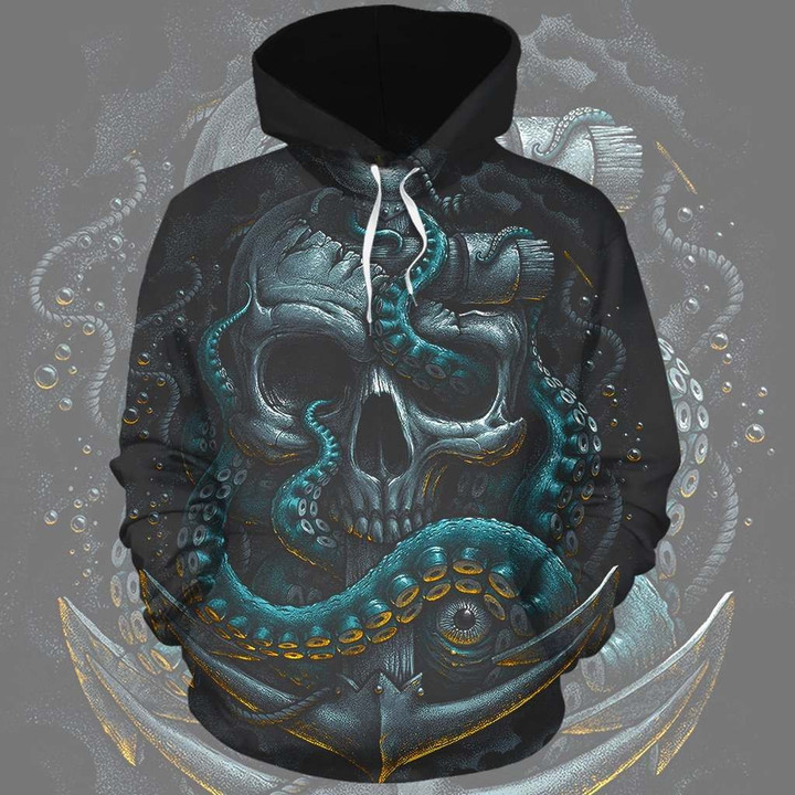 Skull - 04007 A3137 3D Pullover Printed Over Unisex Hoodie