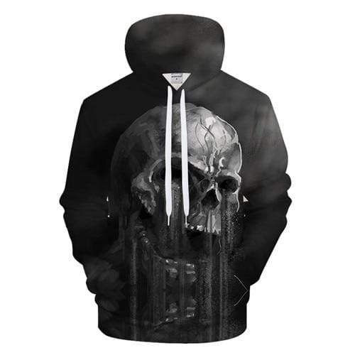Black Ancient Skull Skeleton Face B956 3D Pullover Printed Over Unisex Hoodie