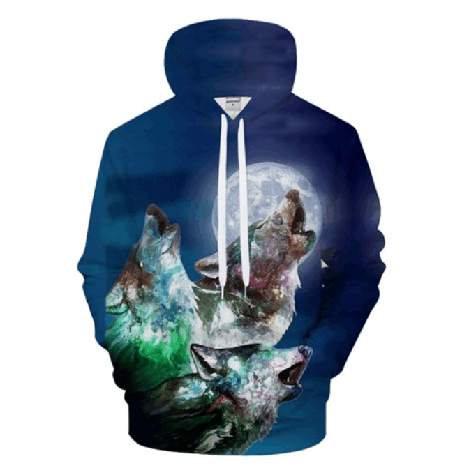 White Wolf Howl Pq 9355 A1341 3D Pullover Printed Over Unisex Hoodie