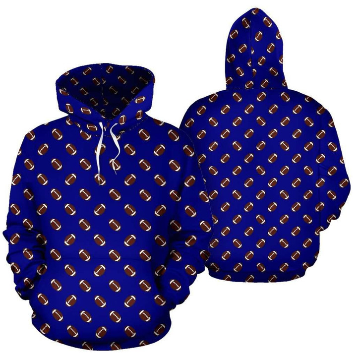 Football Pattern Navy Blue Premium A3313 3D Pullover Printed Over Unisex Hoodie