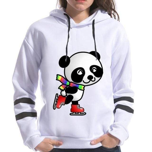 White Skating Panda Rainbow Muffler B1427 3D Pullover Printed Over Unisex Hoodie