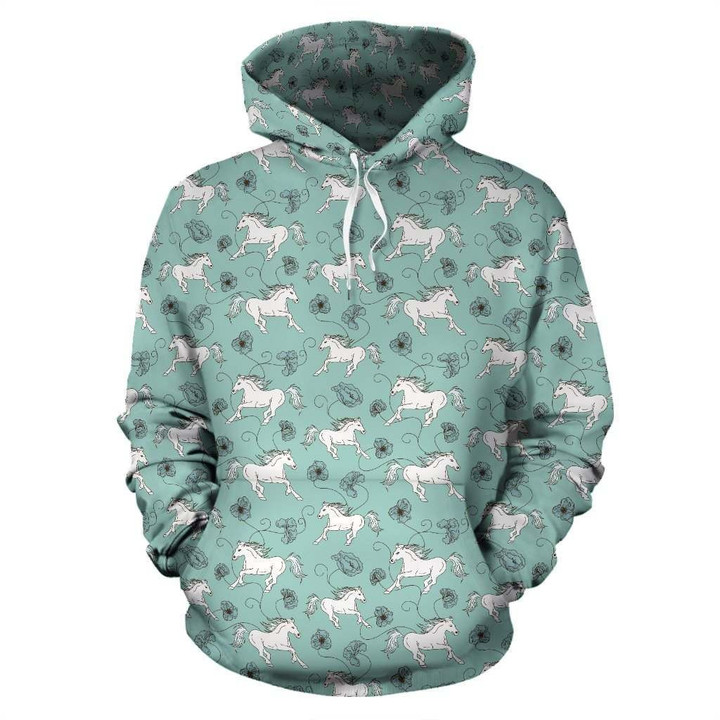 Green Horse B3096 3D Pullover Printed Over Unisex Hoodie