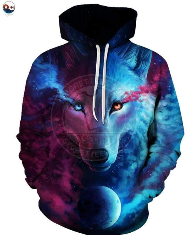Wolf - Where Light And Dark Meet By Jojoesart A2676 3D Pullover Printed Over Unisex Hoodie
