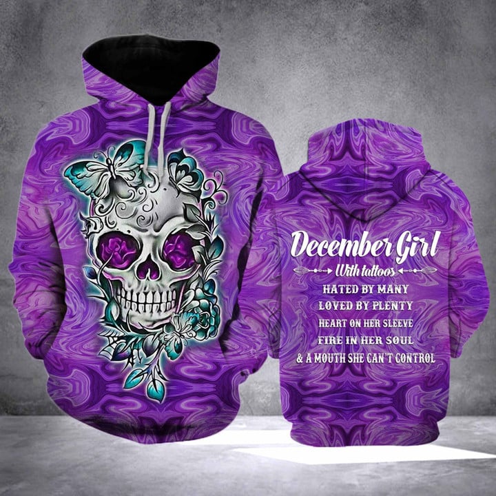 Tt0611 December Girl With Tattoos B4196 3D Pullover Printed Over Unisex Hoodie