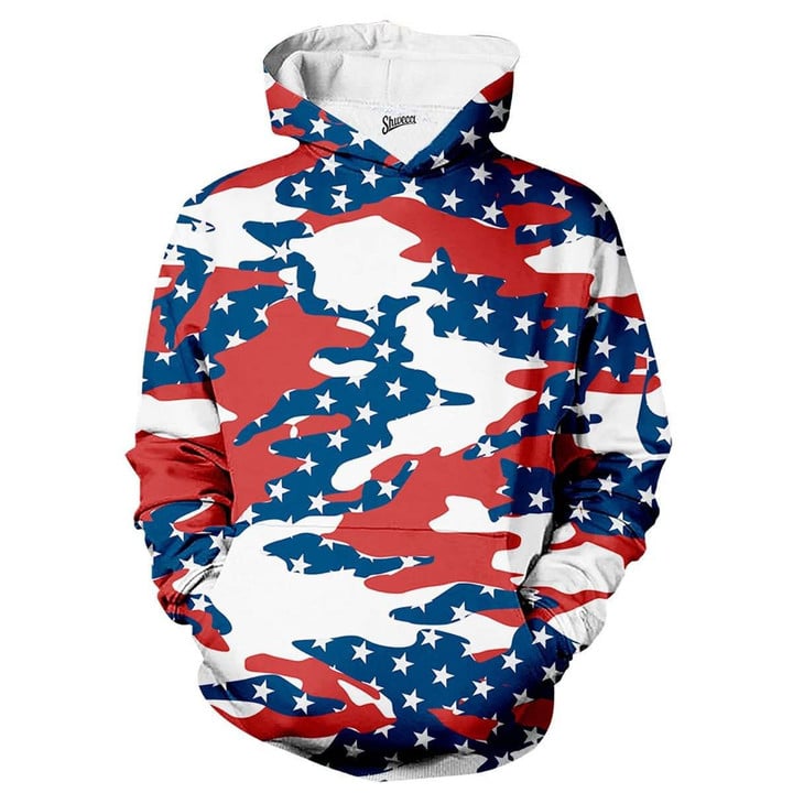 Usa Camo A2927 3D Pullover Printed Over Unisex Hoodie