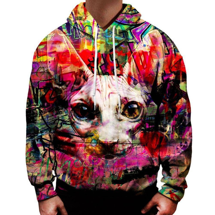 The Graffiti Cat A1311 3D Pullover Printed Over Unisex Hoodie