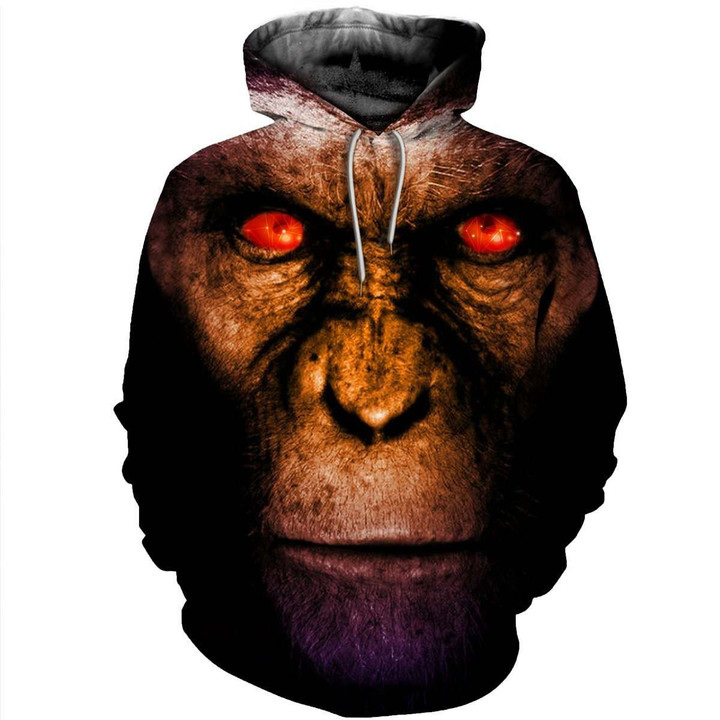 Monkey 3120192 B1433 3D Pullover Printed Over Unisex Hoodie