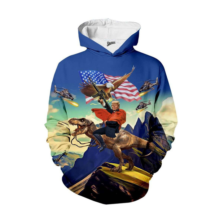 Donald Trump T Rex A2951 3D Pullover Printed Over Unisex Hoodie