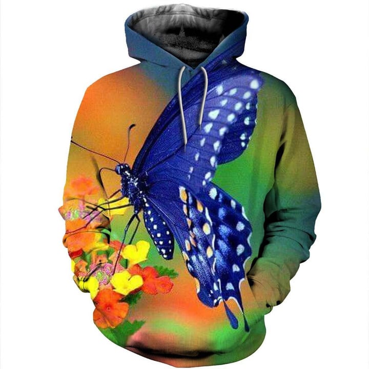 Butterfly 21124 B1266 3D Pullover Printed Over Unisex Hoodie