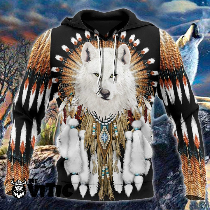 Native White Wolf Sport Hoodie 3631
