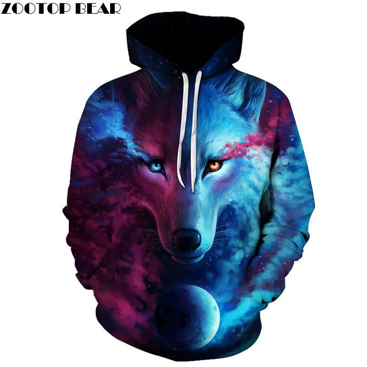 Brand Wolf Printed Hoodies Men 3D Sweatshirt Quality Plus Size Pullover Novelty 6Xl Streetwear Male Hooded Jacket