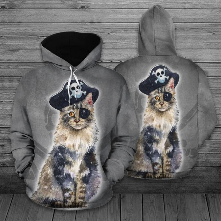 Pirate Cat Pullover Unisex Hoodie Bt06