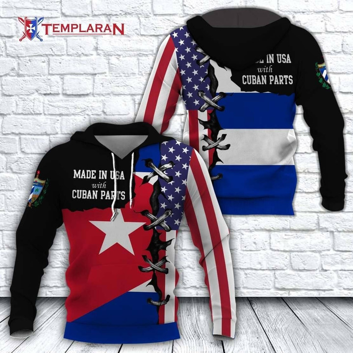 Made In Usa With Cuban Parts Unisex Hoodie Bt02