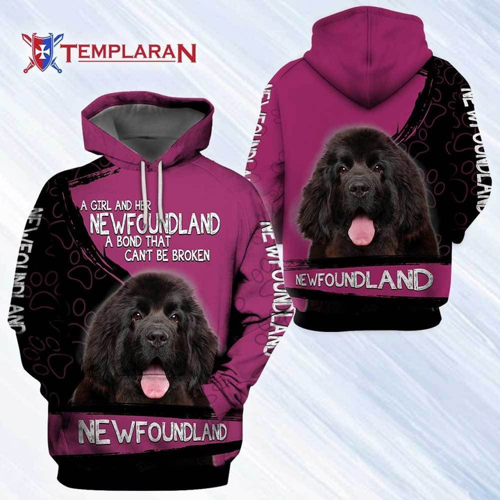 A Girl And Her Newfoundland Dog Unisex Hoodie Bt12