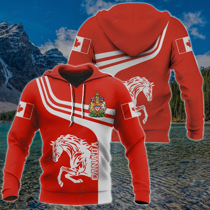 Red Canadian Horse Pullover Unisex Hoodie Bt05