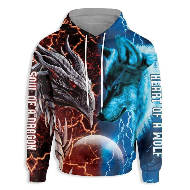 Heart Of A Wolf Soul Of A Dragon Hoodie Bt09