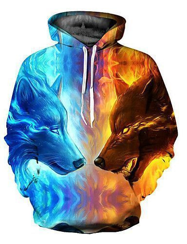 Fire And Water Wolf Hoodie Bt10