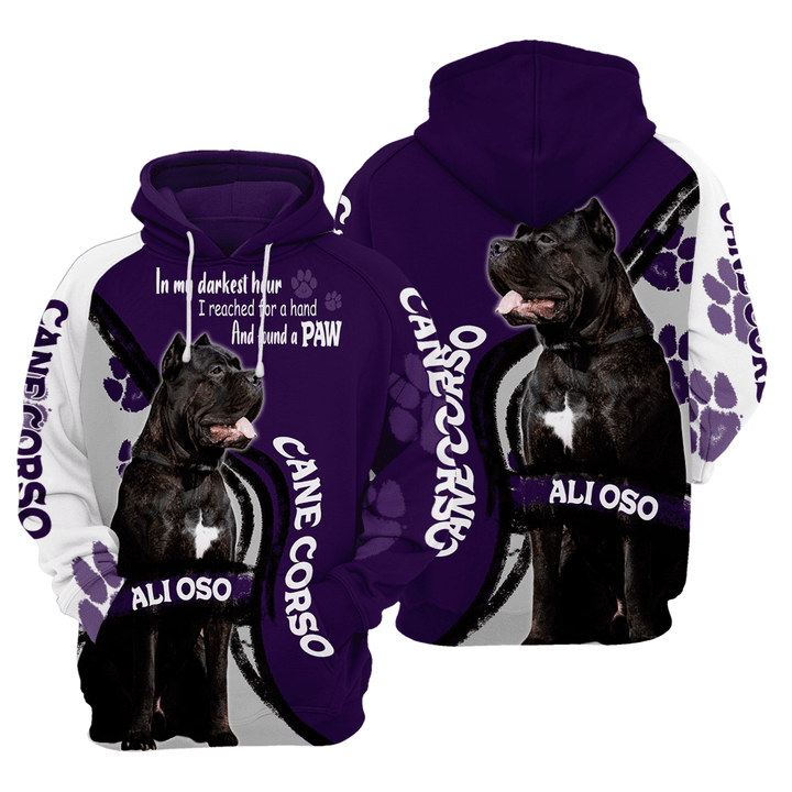 Cane Corso Hoodies - Cane Corso And Found A Paw Print Purple 3D Hoodie - Cane Corso Gifts Dog Lovers