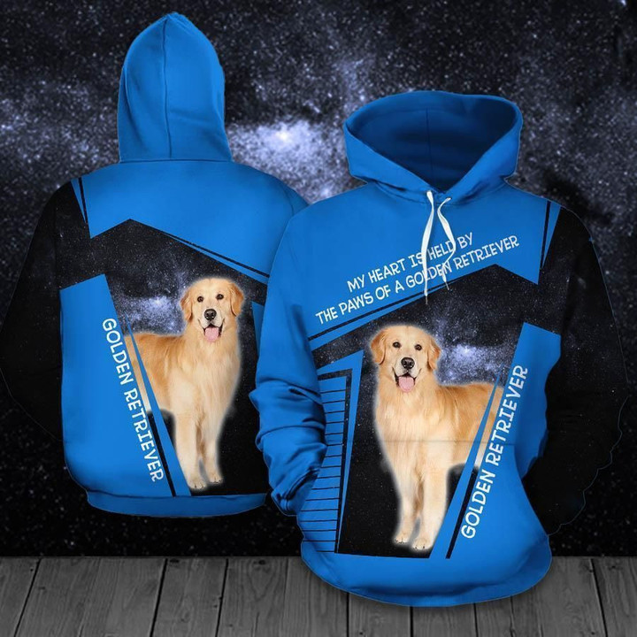 Golden Retriever Dog Glaxy Mix Blue Pullover Unisex Hoodie Bt06