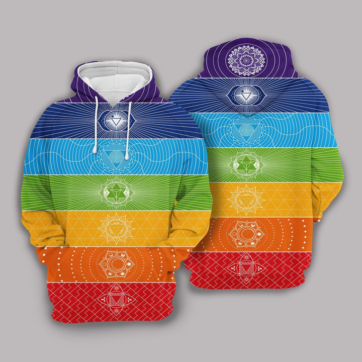 Colorful Yoga Symbols Pullover Unisex Hoodie Bt05