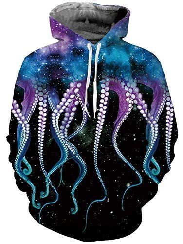 Purple Galaxy Octopus Pullover Unisex Hoodie Bt05
