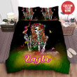 Skeleton Hippie Skull Girl Custom Name Duvet Cover Bedding Set