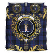 MacKay Blue 02 Tartan Crest Bedding Set - Golden Thistle Style