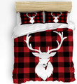 Christams Deer Red Black Buffalo Plaid Pattern Dac231108 Bedding Set