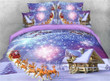 Reindeer Pull Santas Sleigh And Fireworks Snow House Clhb Bedding Set Camlirv