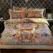 Bohemian Pastel Brown Pink Red And Orange Jungle Animal Themed Leopard And Western Paisley Bedding Set Iy