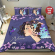 Black Girl Hammingbird Flower Custom Name Duvet Cover Bedding Set