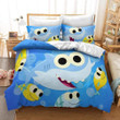 Cute Blue Baby Shark For Kids Room Duvet Cover Bedding Set