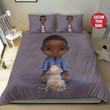 Cute Black Boy With Dog African Personalized Custom Name Duvet Cover Bedding Set