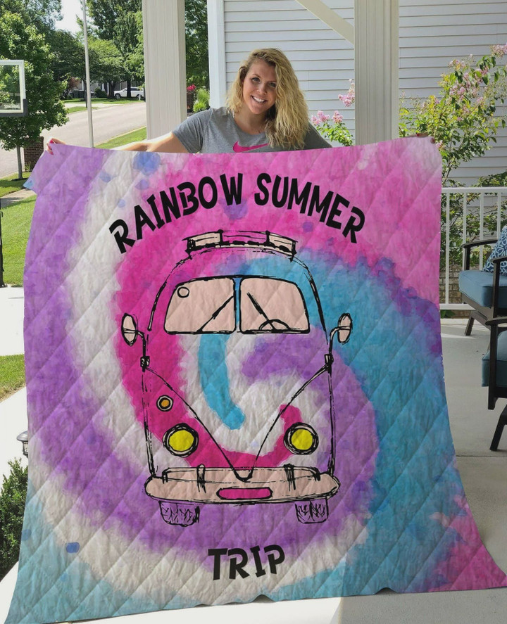 Rainbow Summer Trip Quilt Blanket Great Customized Blanket Gifts For Birthday Christmas Thanksgiving