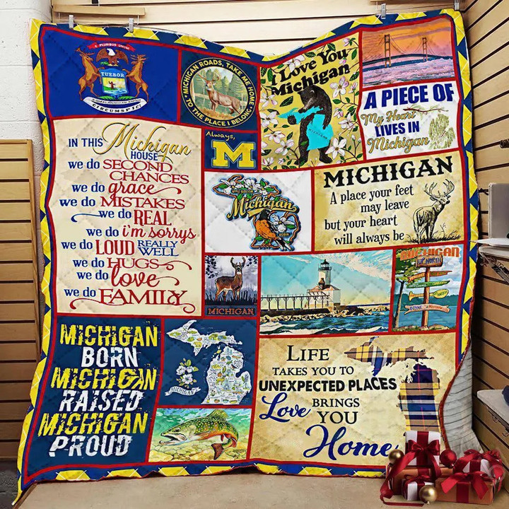 Michigan Is Always In My Heart Premium Quilt Blanket Size Throw, Twin, Queen, King, Super King